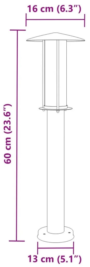 ezüstszínű rozsdamentes acél kültéri állólámpa 60 cm