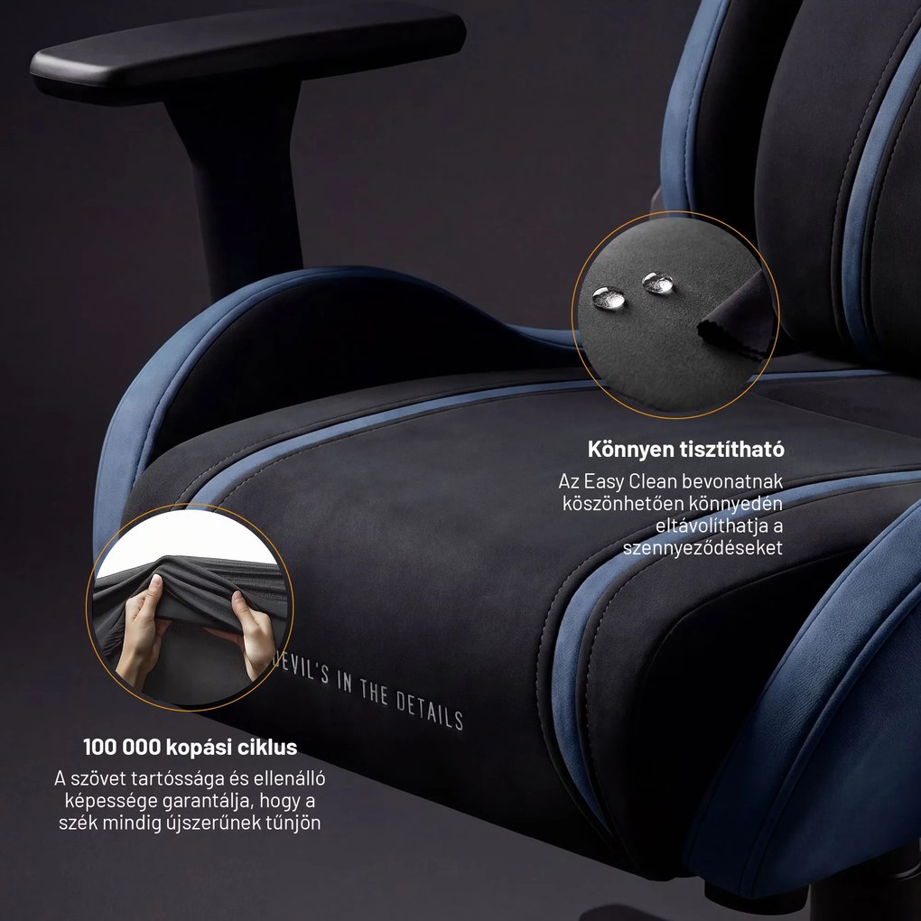 Gamer szék szövet King Size, fekete-kék: Diablo X-One 2.0 Night Blue