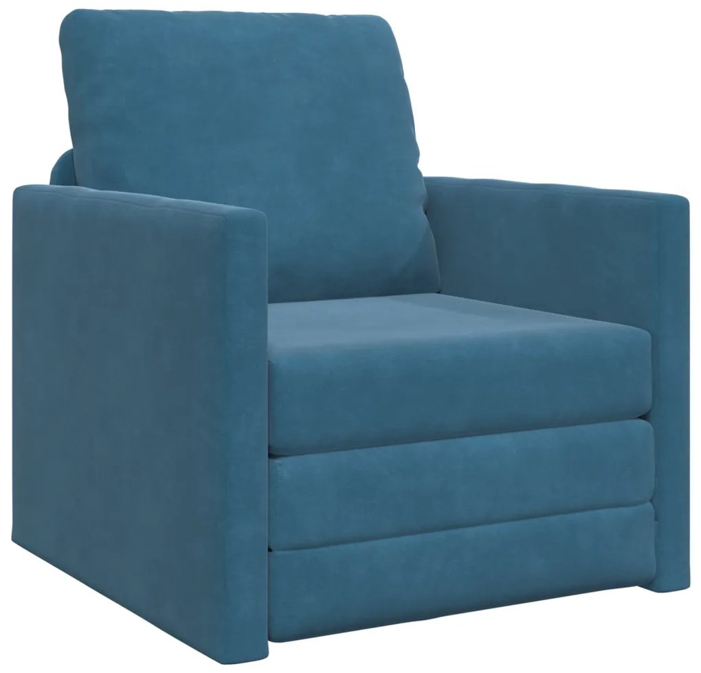 2 az 1-ben Floor Sofa Bed Kék 74x77x81 cm Bársonyos