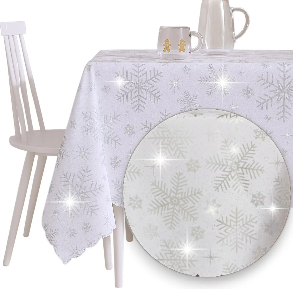 Abrosz Karácsonyi Ezüst Fehér Karácsonyi Hópehely 110x160 foltálló