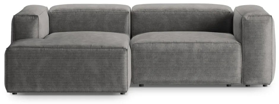 Világosszürke kordbársony sarokkanapé (bal oldali-heverő résszel) Bergamo – Cosmopolitan Design