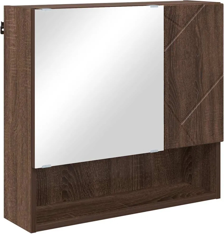 vidaXL Tükörszekrény tárolóval Barna Tölgy 59 x 17 x 55 cm Faanyag