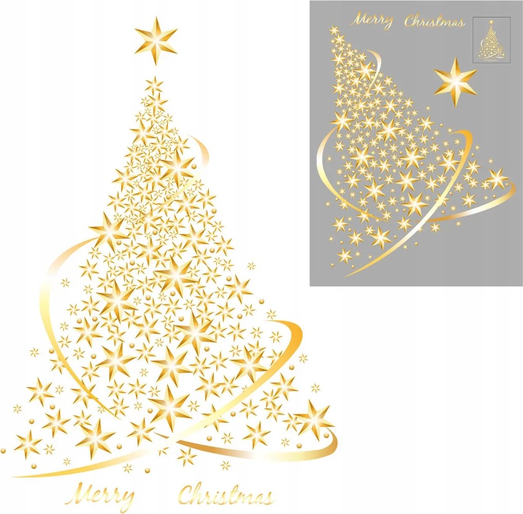 2x Karácsonyi matrica Ablak Karácsonyfa Hópehely Merry Christmas Ragasztásmentes