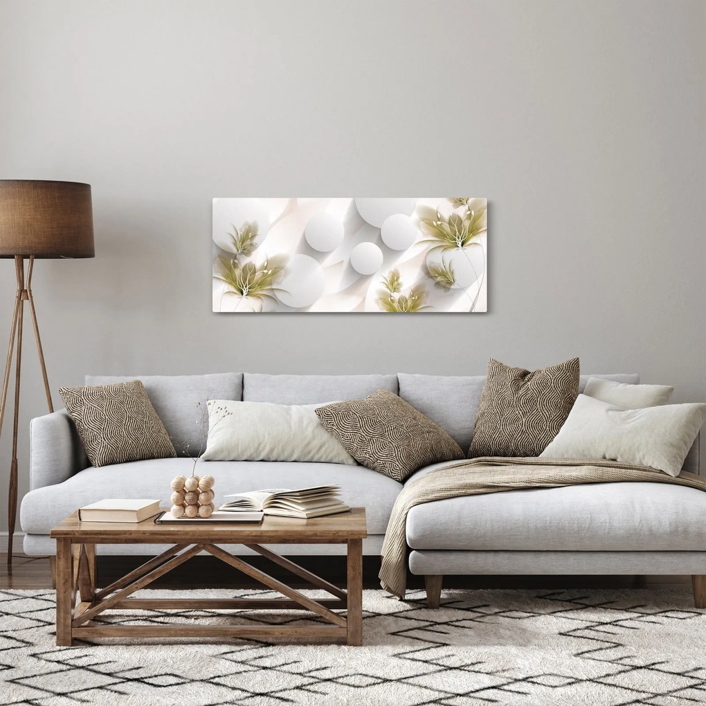 Kép - 3D körök virágokkal (120x50 cm)