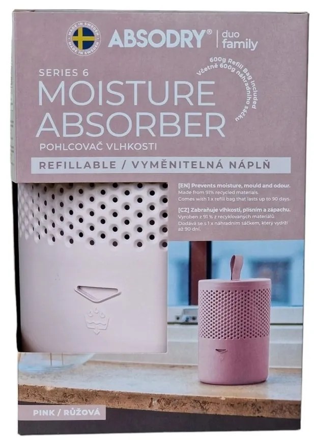 Everbrand Nedvességelnyelő Absodry Duo Family Bag6-sorozat, 50 m3-ig, rózsaszín