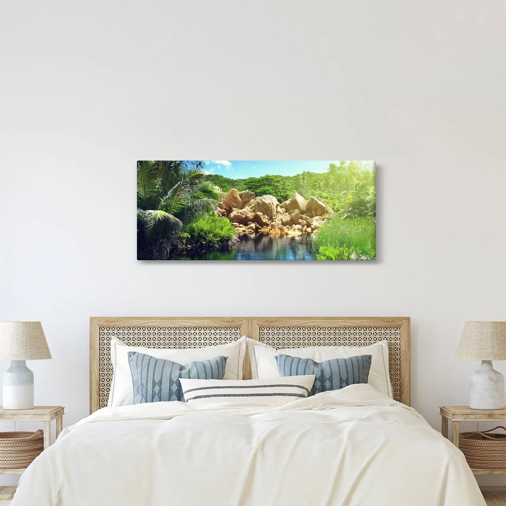 A tó képe a Seychelle-szigetek dzsungelében (120x50 cm)