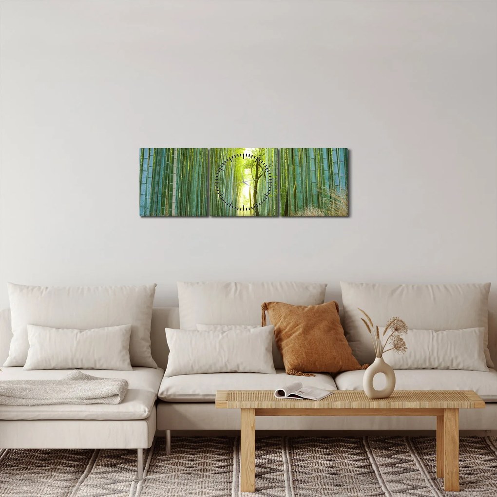 Kép - Bambusz erdő (órával) (90x30 cm)