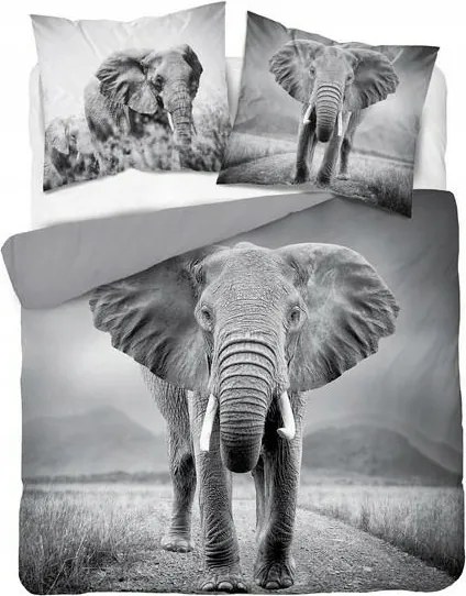 Ágyneműhuzat 220x200 Elefánt szürke ifjúsági Elefánt elephant Holland Natura