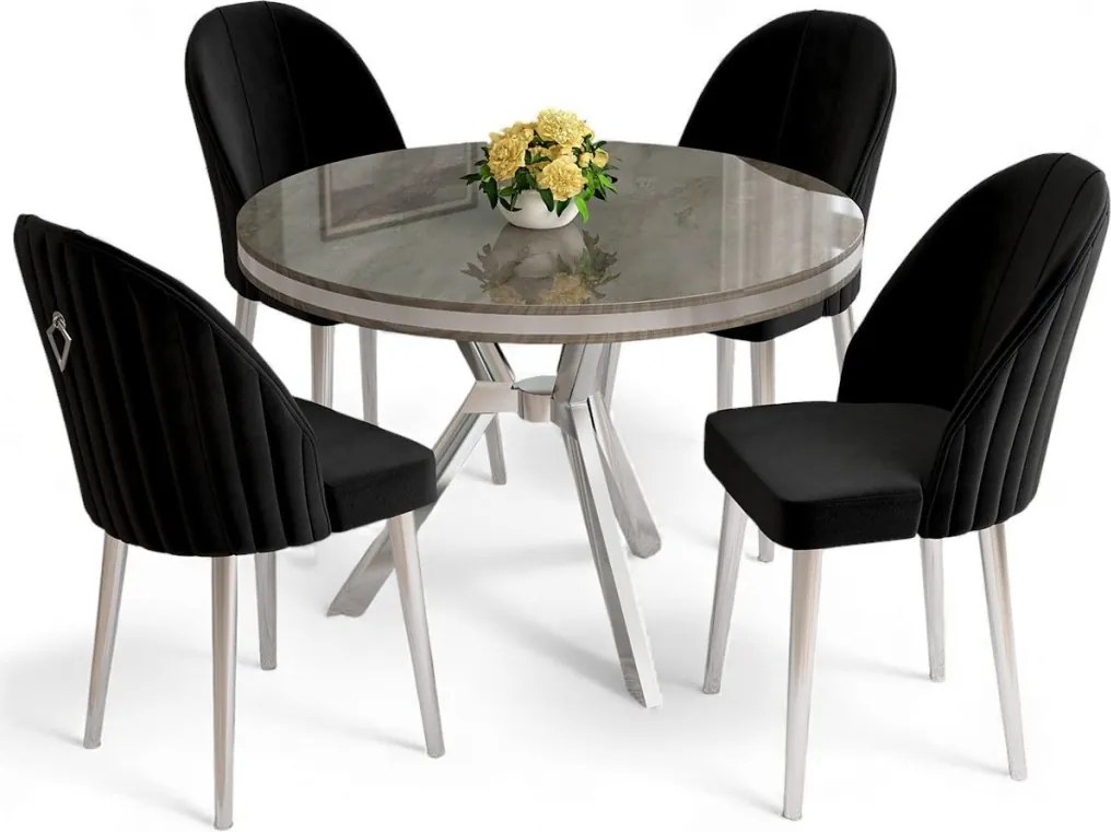 Mos étkezőgarnitúra, antracit-króm, 90 cm – TR240CHR2913