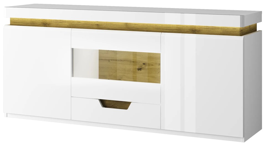 TV asztal Tiera (fényes fehér + navarre tölgy). 1053346