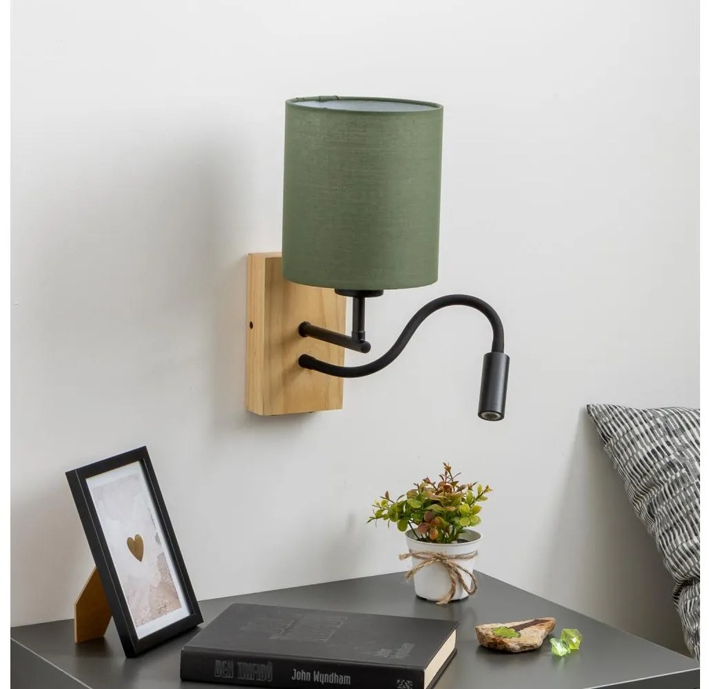 Brilagi - LED Fali lámpa NUBILA WOOD 1xE27/25W/230V + LED/3W tölgy/zöld