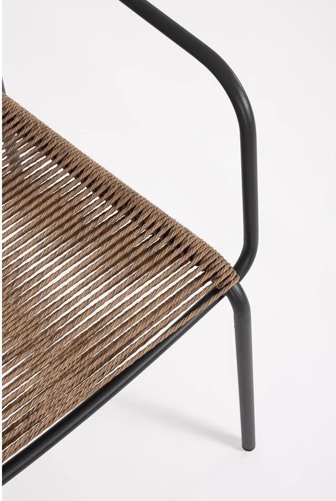 Sötétszürke-natúr színű fém kerti szék Jable – Bizzotto