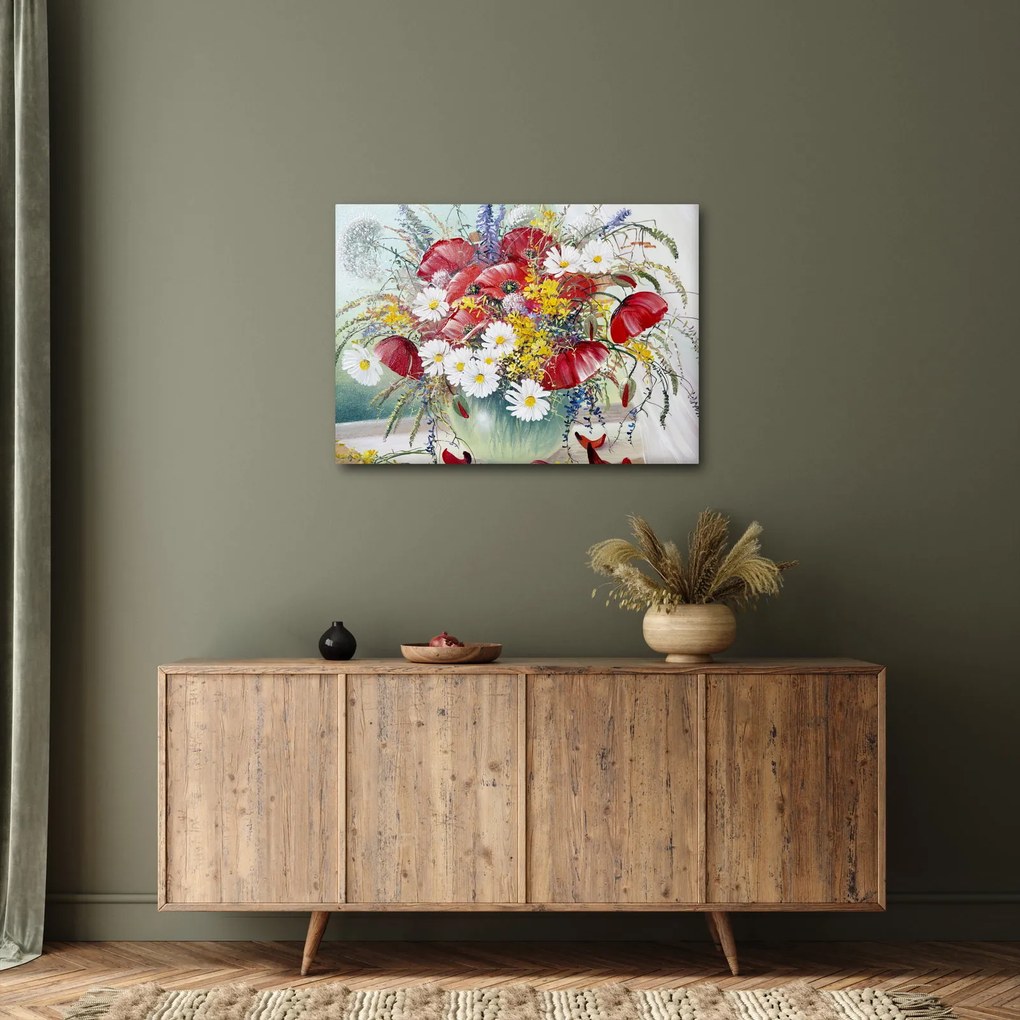 Egy váza képe vadvirágokkal (70x50 cm)