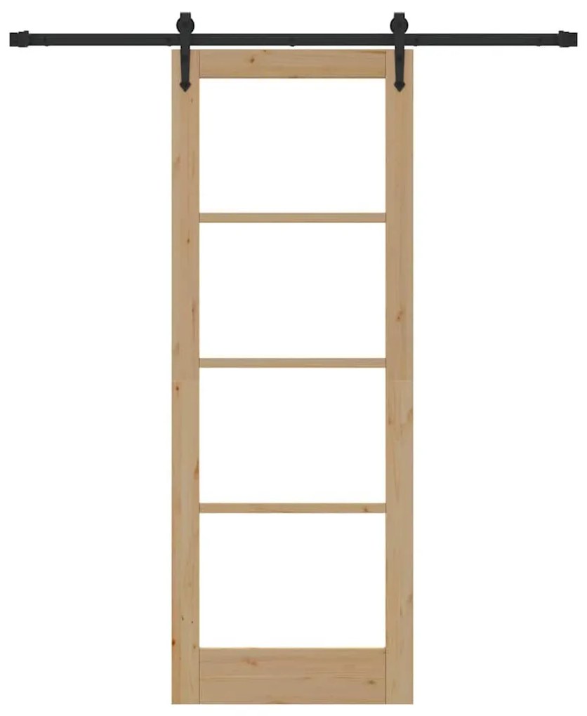 Egyszerű Csúszó Ajtó Barna 78 x 211 cm Fa és fém