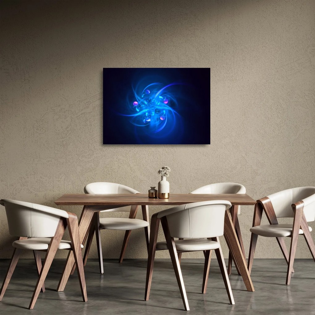 Modern kép kék absztrakció (üvegen) (70x50 cm)
