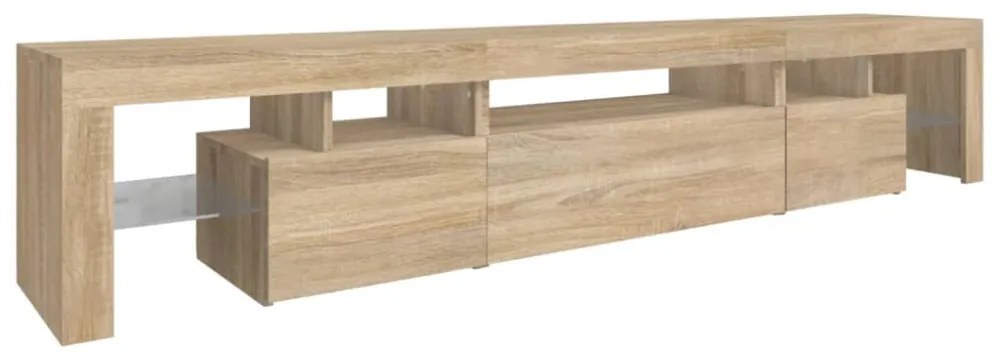 sonoma tölgy színű TV-szekrény LED-lámpákkal 215x36,5x40 cm