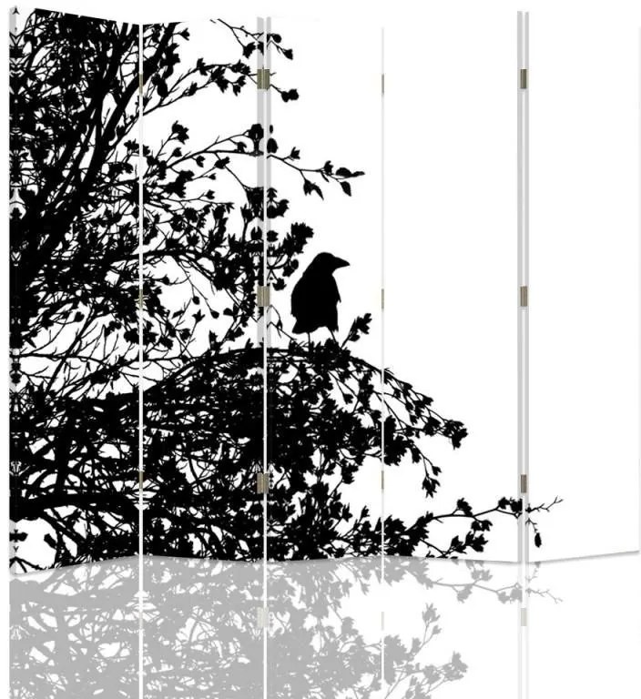 Gario Paraván Fekete madár az ágon Méret: 180 x 170 cm, Kivitelezés: Forgó paraván 360°