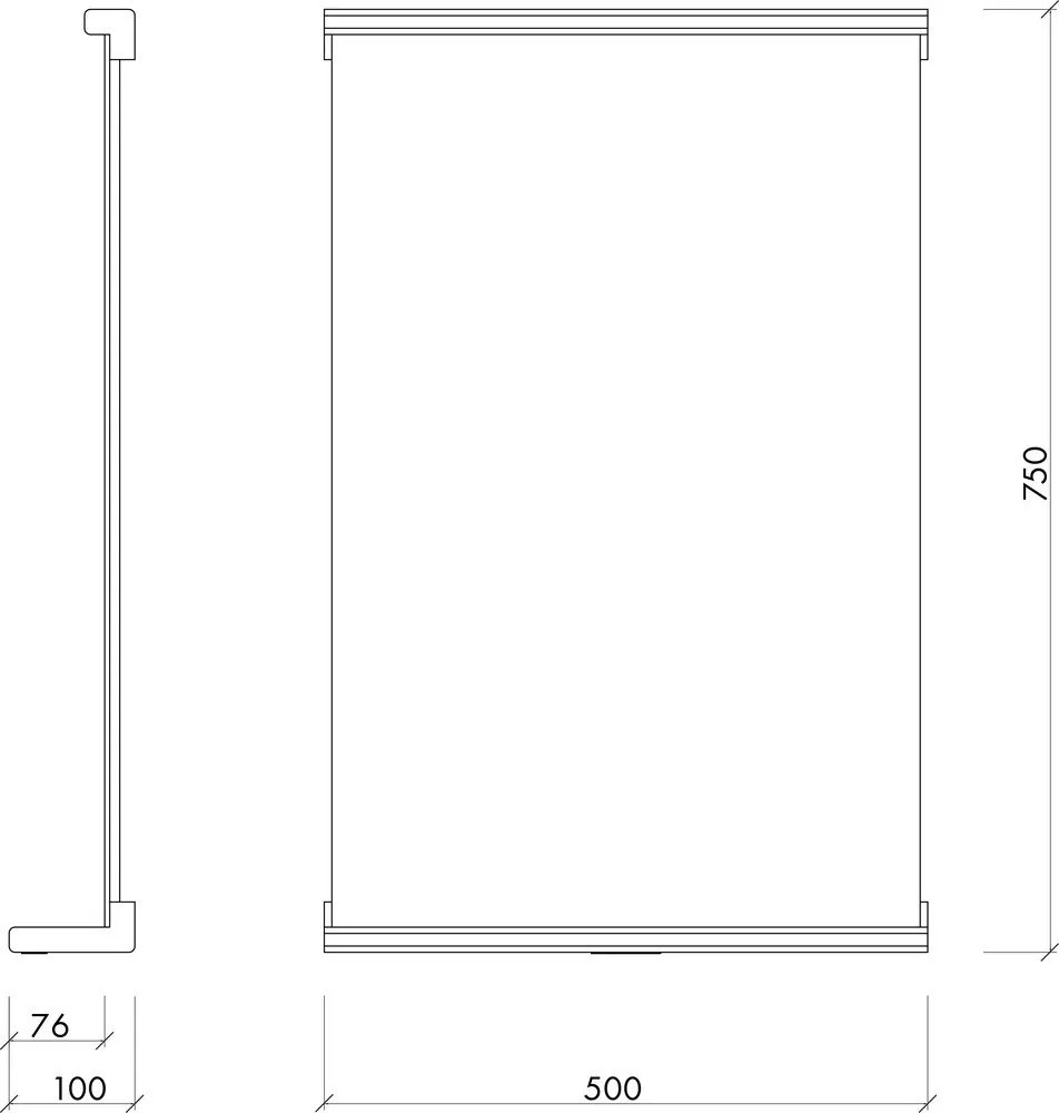 Fali tükör polccal tömörfa kerettel 50x75 cm Lun – noo.ma