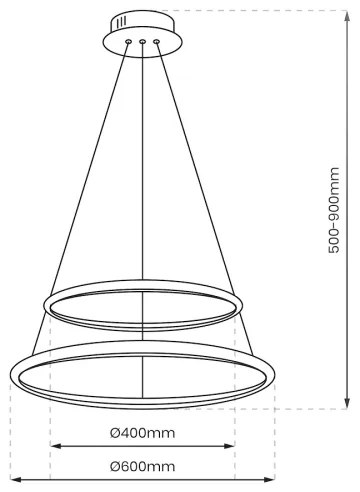 LED Csillár zsinóron HOOP LED/51W/230V átm. 60 cm 4000K fekete