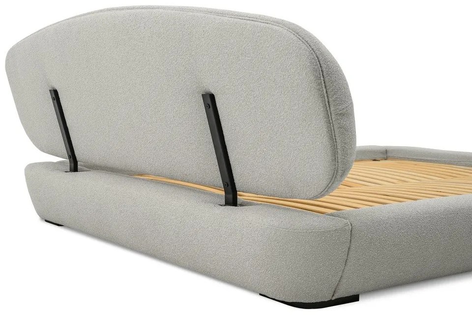 Világosszürke kárpitozott franciaágy ágyráccsal 180x200 cm Odette – Scandic