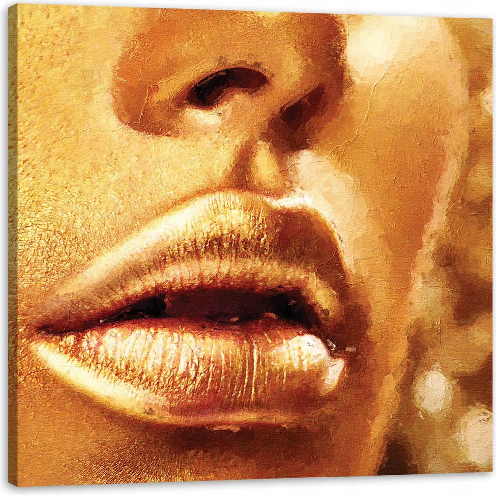 Vászonkép Arany arc és száj Művészet Stílus 50X50 cm