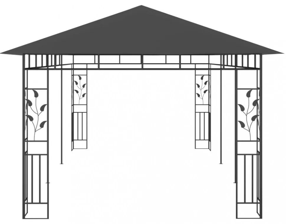antracitszürke pavilon szúnyoghálóval 6 x 3 x 2,73 m