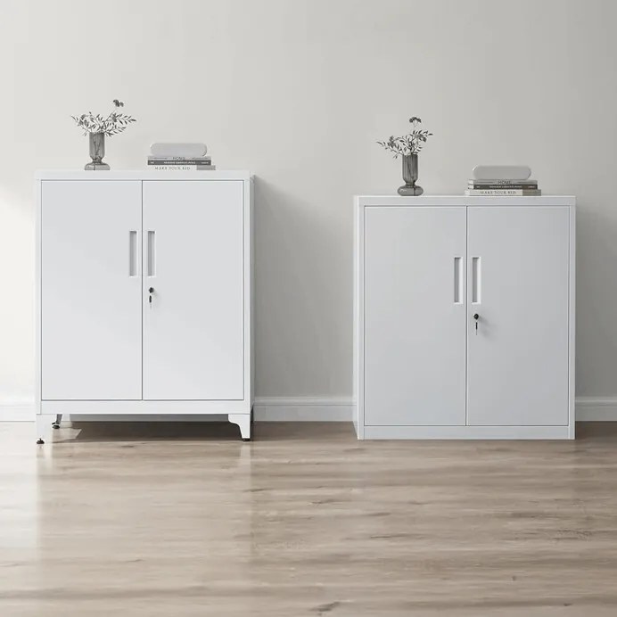 Komód 80x40x90 cm, fém, fehér, AUS-E1113 WT