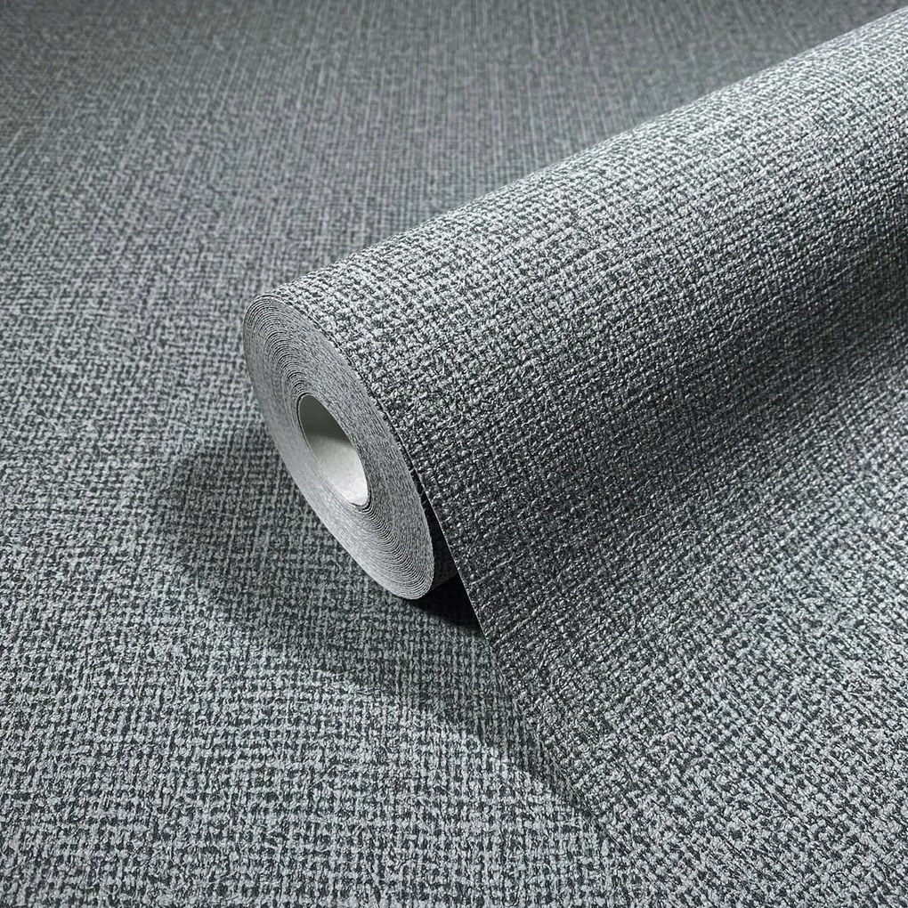 Szürke-zöld Vinil Tapéta Dombornyomott Vászon Utánzat Háttér Tapéta