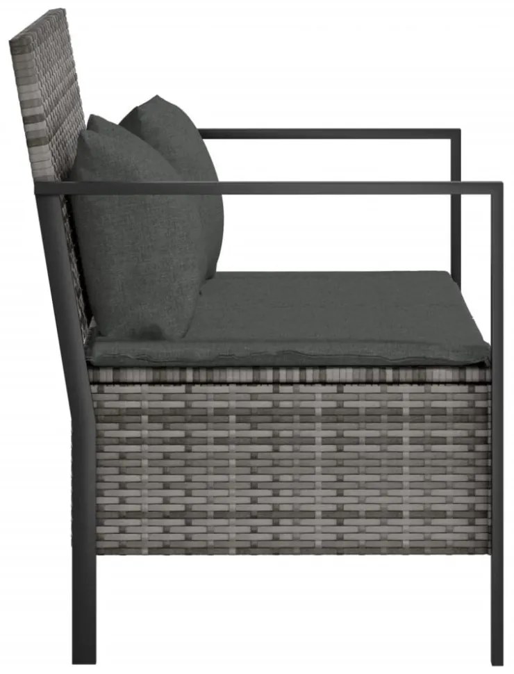 2 személyes szürke polyrattan kerti kanapé párnával