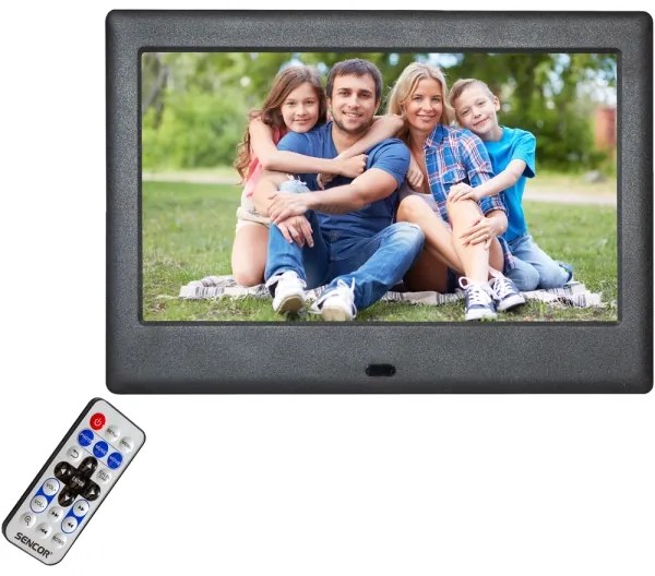 Sencor - Digitális képkeret hangszóróval 230V fekete + távirányító