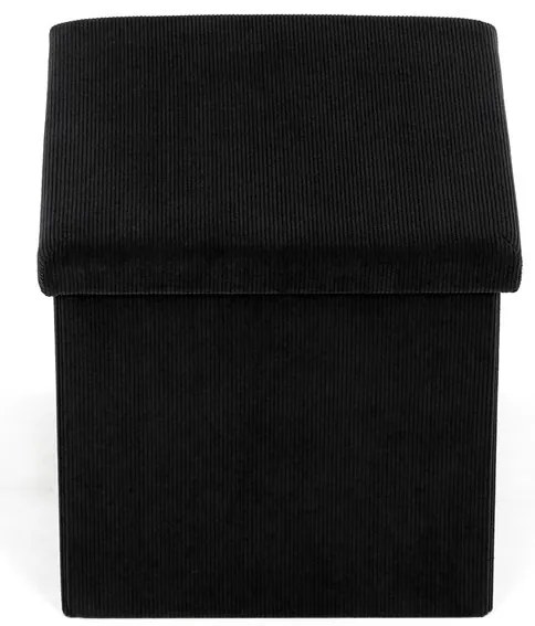 Fekete Kordbársony Tárolós Puff. TAB-471 BK6