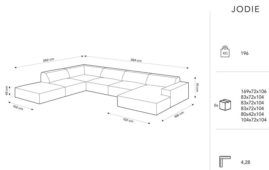 Bézs buklé szövet sarokkanapé (bal oldali) Jodie – Micadoni Home