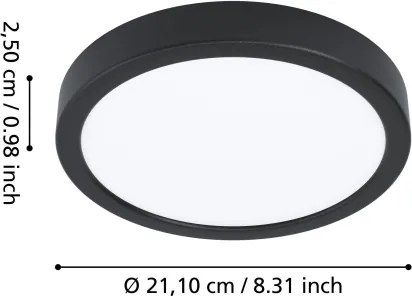 Eglo 901325 - FUEVA LED fürdőszobai mennyezeti lámpatest, 11,5 W, 230 V, átm. 21,1 cm, IP44, fekete