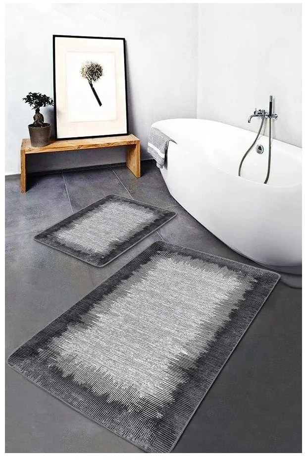 Fekete-szürke fürdőszobai kilépő szett 2 db-os 60x100 cm – Mila Home