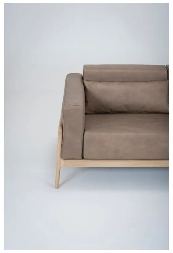 Fawn világosbarna kanapé bivalybőrből, tömör tölgyfa szerkezettel, 180 cm - Gazzda