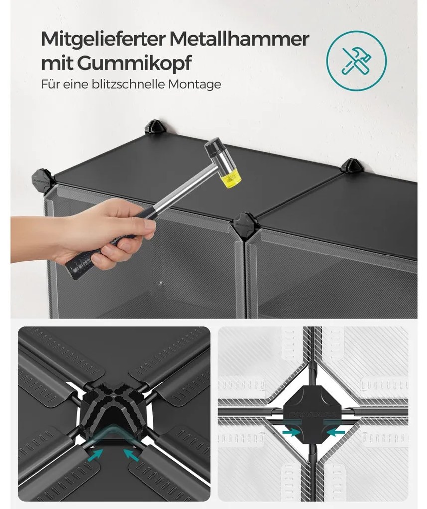 Cipőtároló doboz 6 rekeszes tárolódoboz, fekete 82x32x92cm