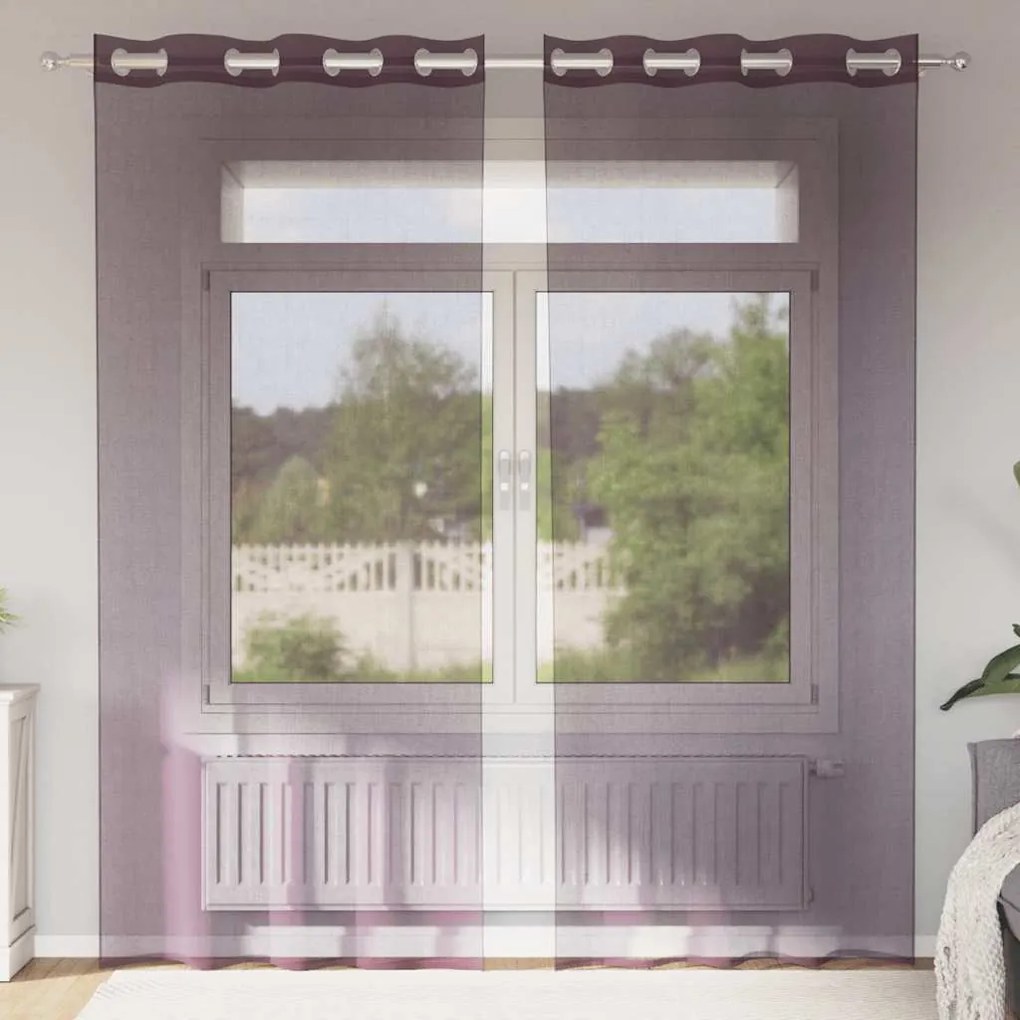 2 db lila fátyolfüggönyök rojtokkal 140x225 cm