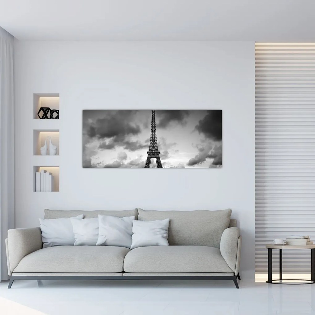 Kép - Az Eiffel-torony és a piros autó (120x50 cm)