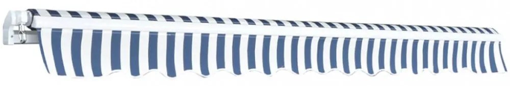 kézi működtetésű összecsukható napellenző, kék-fehér, 350 cm