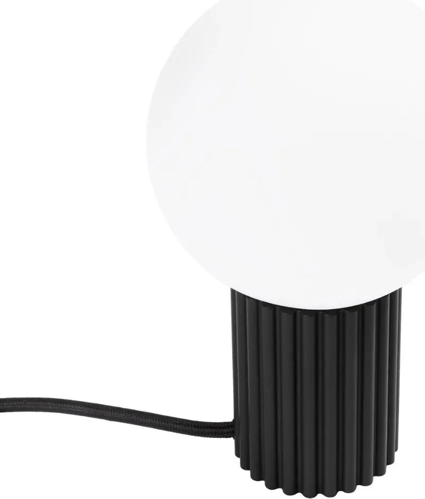 Éjjeli asztali lámpa fekete bordázott üveg fehér gömb kapcsoló Sollux