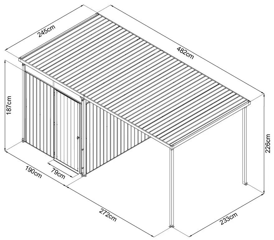 Avenberg MAGNUS Kerti ház fényáteresztő ablakokkal + bővítés 2.5 x 4.9 m - Premium