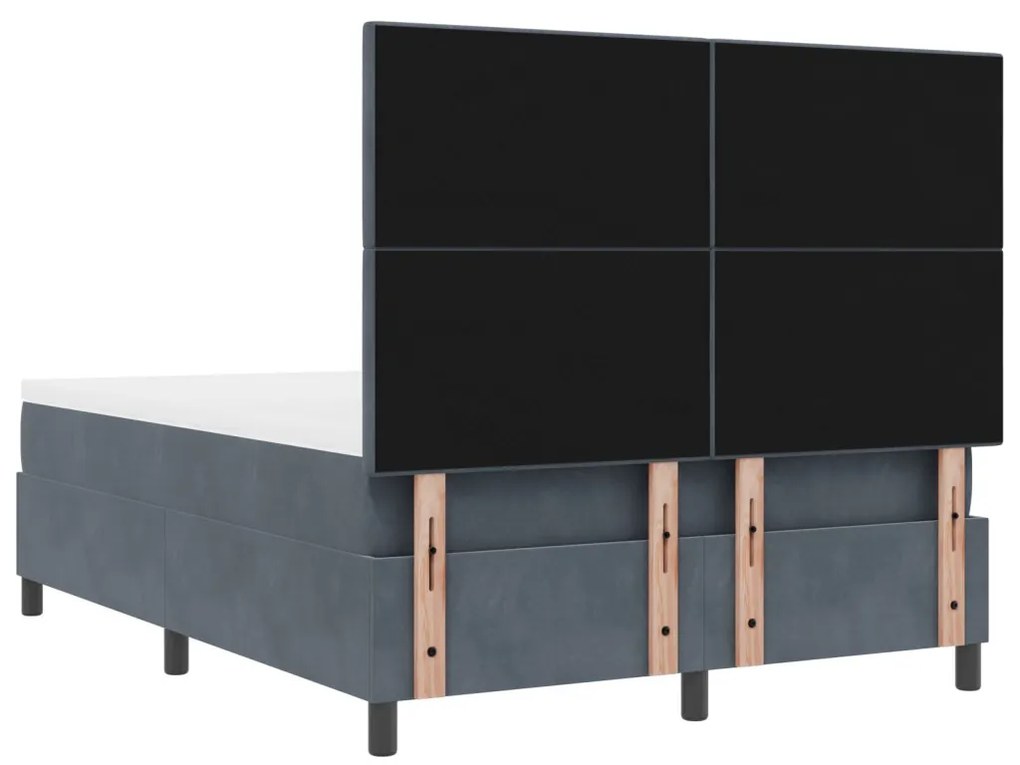 Boxspring Ágy Matraccal Sötétszürke 140x200 cm Bársony