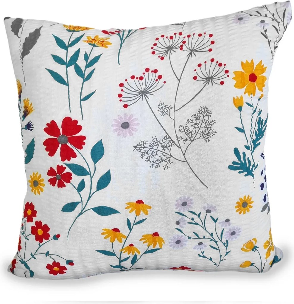 Fakéreg párnahuzat 70x80 fehér piros türkiz szürke nyári rét