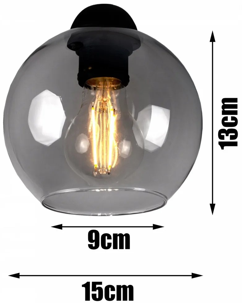 Glimex Orb üvegbúrás mennyezeti lámpa füstüveg / grafit 2xE27