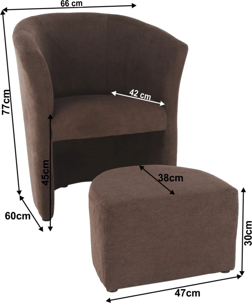 Klub fotel puffal, barna, ROSE