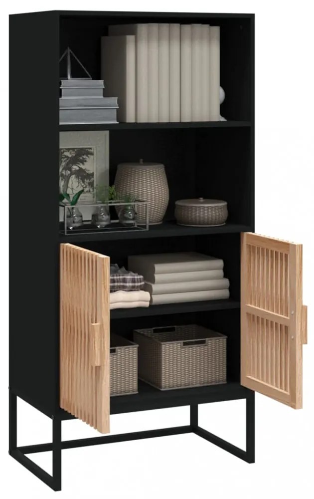 fekete szerelt fa magasszekrény 60 x 35 x 125 cm