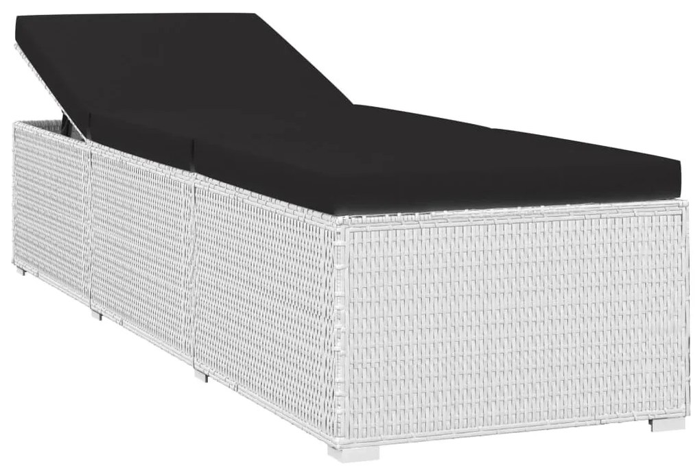 3 részes fehér polyrattan kerti napozóágy szett asztallal