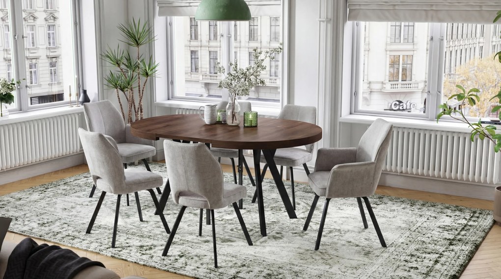 MAZZONI EXPORT TULIP Sötét Beige (UF980-03 szövet) - MODERN KÁRPITOZOTT KARFÁS SZÉK NAPPALIBA/ÉTKEZŐBE/LOFT IRODÁBA