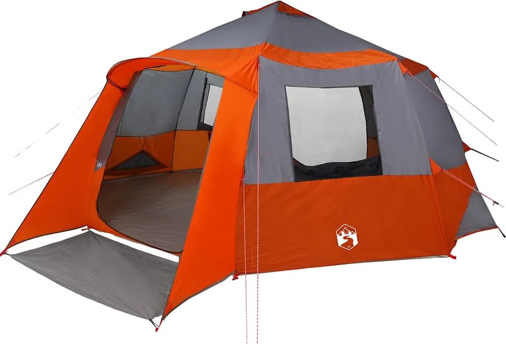 vidaXL Cabin Tent 12-Person Szürke és narancs 500 x 500 x 294 cm