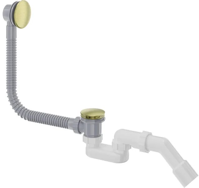 Prizma kádszifon túlfolyóval, szálcsiszolt arany klik-klakk leeresztővel